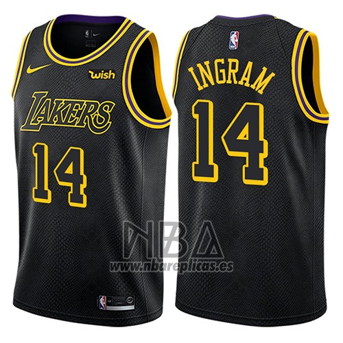 Camiseta Los Angeles Lakers Brandon Ingram NO 14 Ciudad 2018 Negro